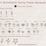 BirthMonth Flower Stamps | Procreate Flower Stamps | Procreate Birth month Flower | Procreate Brushes | Floral Stamps | Commercial use stamp