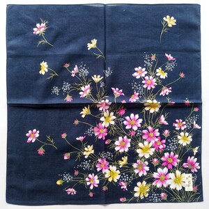 Japanese Vintage Handkerchief Kimono Pocket Cosmos 21" x 21" I Free Delivery on order 35 USD Just buys multiple items together in order
