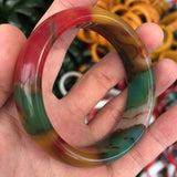 Free delivery - New natural AAA jadeite jade ice light white yellow and red flower jade good luck round jade bangle