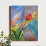 tulip oil painting. flower with oil paints. author's painting of the Ukrainian artist