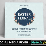 Easter Floral Flyer, DIY Canva Easter Floral Template 2022, Editable Canva Social Media Flyer Template for Easter Floral