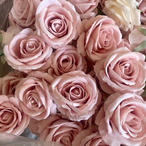 Baby pink artificial rose cluster with velvety petals for wedding bouquets