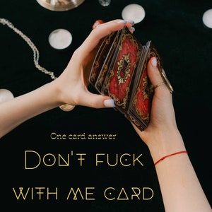 Protection card deck with red floral artwork and bold "DON'T FUCK WITH ME" text in hands