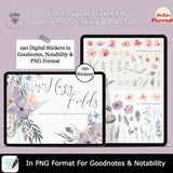 Floral Digital Sticker Book for Goodnotes, PNG Files of Digital Stickers, Flower Stickers, Digital Icon Stickers, Digital Planner Stickers