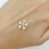 14K Diamond Flower Necklace / Diamond Necklace / Flower Necklace / Diamond Flower Pendant / Everyday Necklace / Simple Diamond Necklace