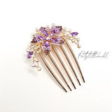 Purple rhinestone flower hair comb | elegant diamantŽ bridal floral hair pin  | Bridesmaid wedding guest hair accessories | party prom