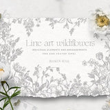 handdrawn flower clipart line art botanical clipart wildflower PNG EPS logo design elements wedding invitation delicate commercial use