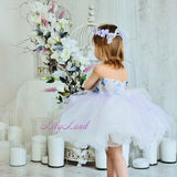 READY TO SHIP, Floral Birthday Girl Dress, Tutu Tulle Baby Dress, First Birthday Dress, Flower Girl Dress, Baptism Gown, Toddler Dress