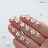 7mm/0.28" Sparkling Plastic Flowers, in 3 Colors, Craft Supplies, For Doll Clothes Embellishments / Nail Art, Pack of about 50 PCS