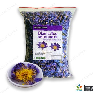 Crushed Egyptian Blue Lotus Flowers ¥ 100% Organic ¥ Nymphaea caerulea ¥ Free of Pesticides Additives & Fertilizers
