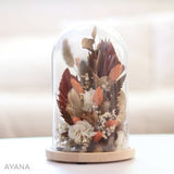 Fall deco bell COACHELLA VALLEY in terracotta and gold colored dried flower, eternal flower under glass bell home deco, eco-responsible gift