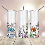20 Oz skinny Tumbler Png Wild Flowers wrap tapered straight template digital download sublimation graphics instant download sublimation png