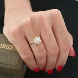 10k 14k 18k Solid Gold Daisy Ring, Flower Gold Ring, Pearl Ring, Dainty Stackable Ring, Christmas Gift, Valentines Day Gift,Mothers Day Gift