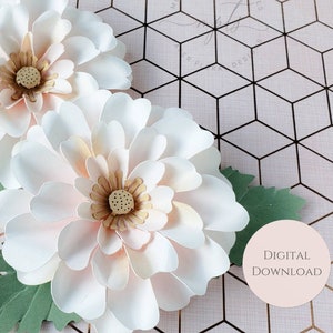 White paper flower templates for DIY crafts, digital download SVG/DXF
