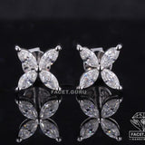 Fiery 1.7 / 2 / 3 TCW Marquise Cut Moissanite Stud Earrings Screw & Push Back Style Flower Shape Solitaire Designer Wedding Anniversary Gift