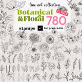 Procreate Flower Stamps 780 Flower Tattoo Brushes Full Pack Procreate Floral Brushes Botanical Stamps Bouquet Roses Daisy Peony Stamps Brush