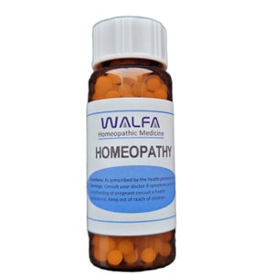 Walfa homeopathy medicine bottle with amber liquid, dropper-style cap