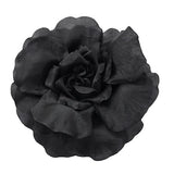M&S Schmalberg 7" Large Black Opened Rose Silk Satin Faced Rose with Brooch Pin Lapel - Made in USA
