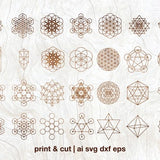 Sacred geometry svg bundle, 20 sacred symbols, geometry mandala, svg ai eps dxf png files, Cut files, Cricut, Silhouette, Glowforge