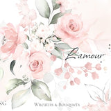 Watercolor flower Pink roses floral garden Bouquets PNG Clipart, wedding digital wildflower green leaves herbs Lisima