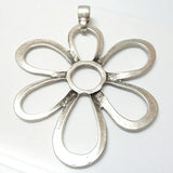 Silver Flower Pendant, Boho Daisy Necklace, Silver Flower Pendant, Flower Jewelry,  Leather, Bohemian Jewelry, Women Pendant, P71