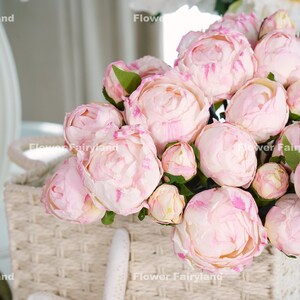 9 Stems Dried Look Peony Bouquet | Artificial Flower | Centerpieces | DIY Floral | Wedding/Home Decoration | Gifts  - Pink