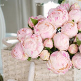 9 Stems Dried Look Peony Bouquet | Artificial Flower | Centerpieces | DIY Floral | Wedding/Home Decoration | Gifts  - Pink
