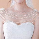 Beautiful Delicate Silk Flower, Diamante & Pearl Wedding Dress Cape Jewellery Topper