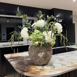 Green and White Faux Flower Arrangement , Artificial Flower Arrangement, Faux Flower Bouquet, Artificial Flowers, Table Centre Piece