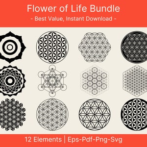 Flower of life vector, Sacred Geometry png, Seed of Life svg, Tree of Life png, metatron cube vector flower of life png, svg, dxf, clipart