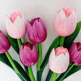 Amazing Wood tulips bouquet Handmade pink purple Spring flowers Holland tulips Wooden tulips Dutch mother's day Graduation Birthday gift