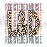 Digital Png File L&D Registered Nurse Stacked Cheetah Leopard Printable Waterslide Sticker  Sublimation Design INSTANT DOWNLOAD