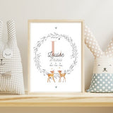 Personalized birth poster - First name and birth information - Flower poster - Free delivery - Customizable baby poster