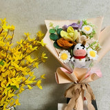 Crochet flowers, cute Cow Tulip Daisy flower ornaments, knitting A bunch of flower Anniversary bouquet Gift for her