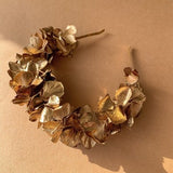 Flower crown, Golden headband, Gold halo, Hydrangea headband, Bridal flower crown, Boho bridesmaid headband, Flower girl crown