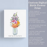 Custom Birth Flower Digital Print - Birth Month Flowers - Family Birth Flowers - Gift for Mom - Gift for Step Mom - Gift for Mother in law