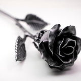 Hand Forged Iron Rose Sculpture - Gift of Everlasting Love - Wrought Steel Flower