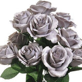 12 Open Ash Grey Roses, Gray Artificial Flowers, 4