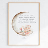 Lotus Flower Quote Wall Art, Just Like The Lotus Poster, Zen Printable, Spiritual Artwork, Calming Decor, Digital Download