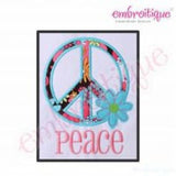 Peace Applique Pow Flower Hippie Great for Teen Tween Girls - Instant Email Delivery Download Machine embroidery design
