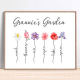 Personalized Family Flower Name, Family Bouquet, Custom Fathers Day Print, Mother Day gift, Watercolor Birth Month Flower, Grandmas Garden