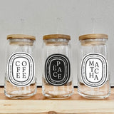 Diptyque inspired candle turned personalised Iced Coffee Cup with Lid and Straw | CUSTOMISED GIFTS | FREE delivery