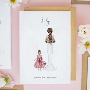 Personalised flower girl greeting card with floral illustration and name 'Lily'