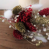 Christmas festive dried  flowers, floral bouquet, mini dried flowers, bunny tails, Christmas flowers, gold and red flowers, gifts for her