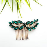Bridal hair comb | emerald green crystal hair comb | wedding hair comb | gold hair clip | hair piece | hair accessories | hair jewellery