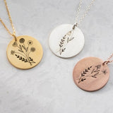 Family Birth Flower Bouquet, Combined Birth Flower Necklace, Birth Month Engraved Flower, Mom Gift Necklace, Mothers Day Gift