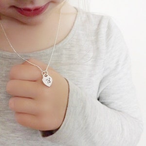 Kid's initial necklace, Children's heart necklace, Flower girl Necklace, Little girl Necklace, Little girl jewelry, Tiny Heart Necklace,