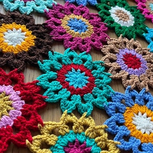 Crochet flower motif set with multicolor Japanese flower patterns