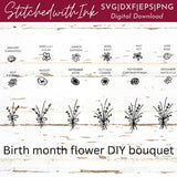 Birth month flower SVG, Birth Flower bouquet svg, wildflower svg, Mothers day Svg, family birth flowers,simple flower svg,wildflower bouquet
