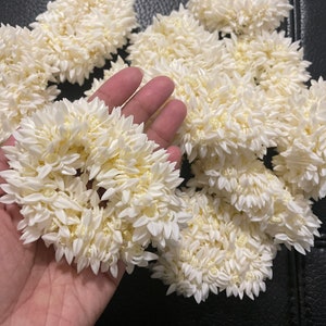 Set of 4 white jasmine gajra scrunchies with flower hair ties